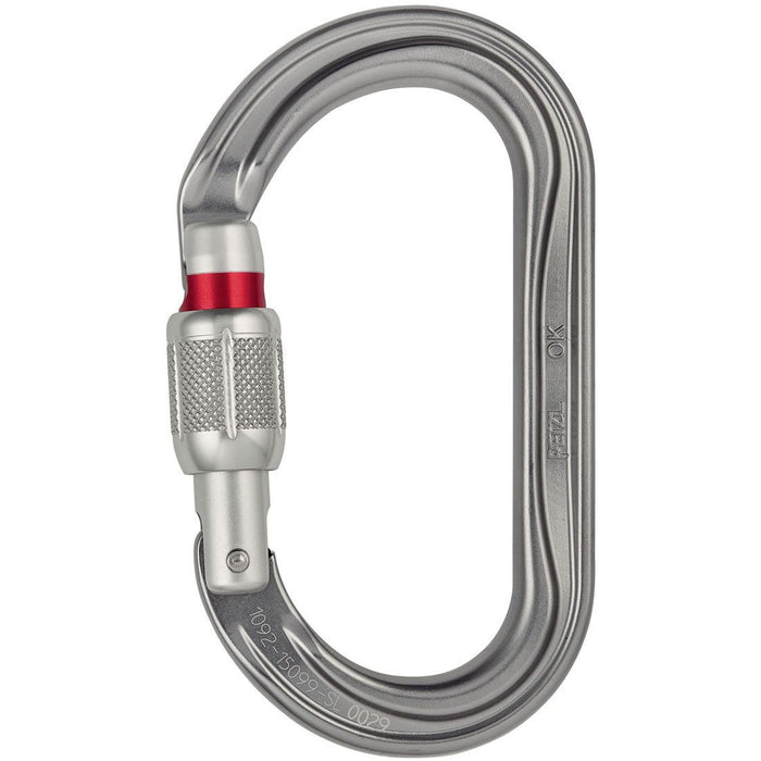 OK Oval Aluminum Carabiner - Screw Locking - Gray with Bright Gate