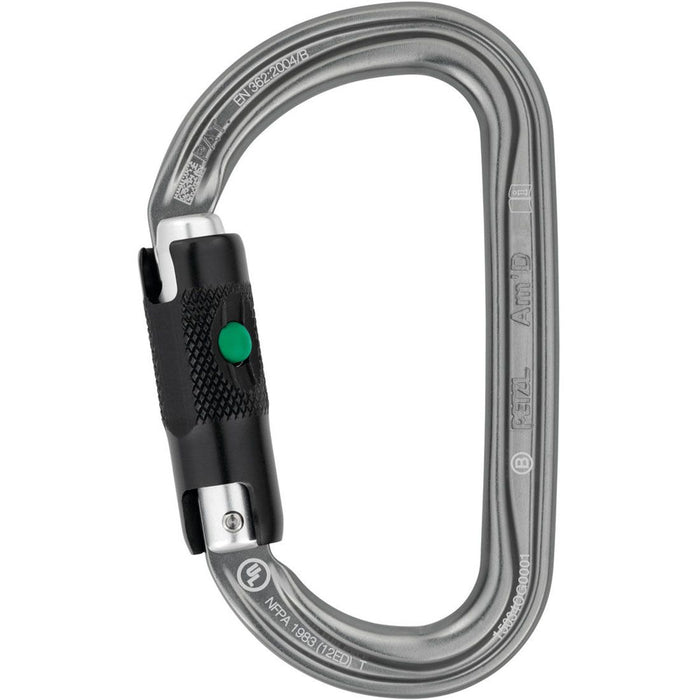 Am'D Aluminum Carabiner - 3-Stage Ball Locking - Gray with Black Gate