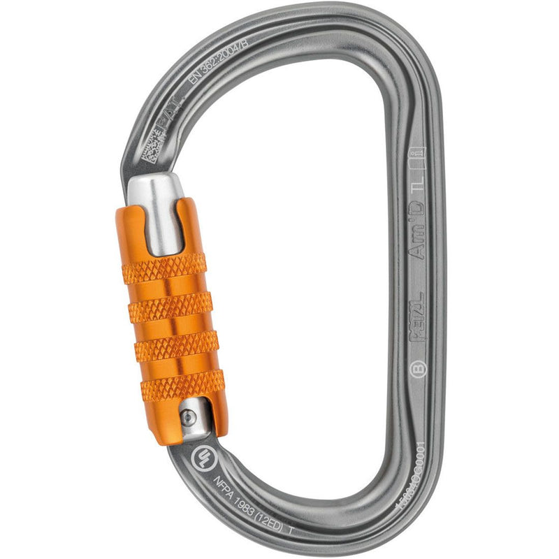 Am'D Aluminum Carabiner - 3-Stage Locking - Gray with Orange Gate (NFPA)