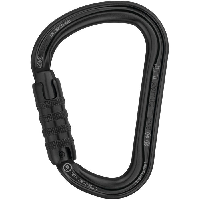 William Aluminum Carabiner - 3-Stage Locking - Black (NFPA)