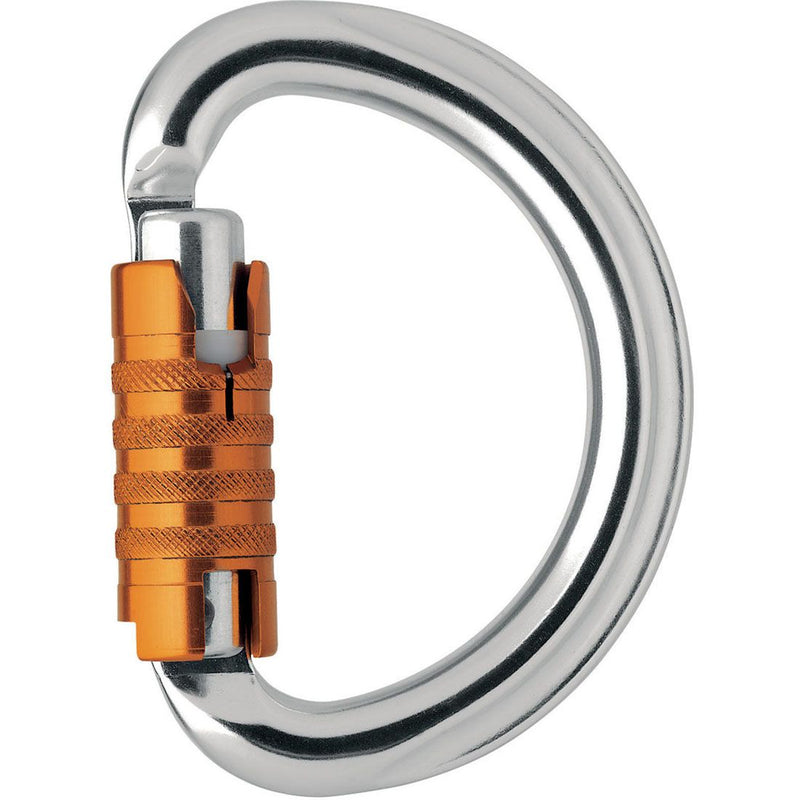 Omni Aluminum Carabiner - 3-Stage Locking - Bright with Orange Gate
