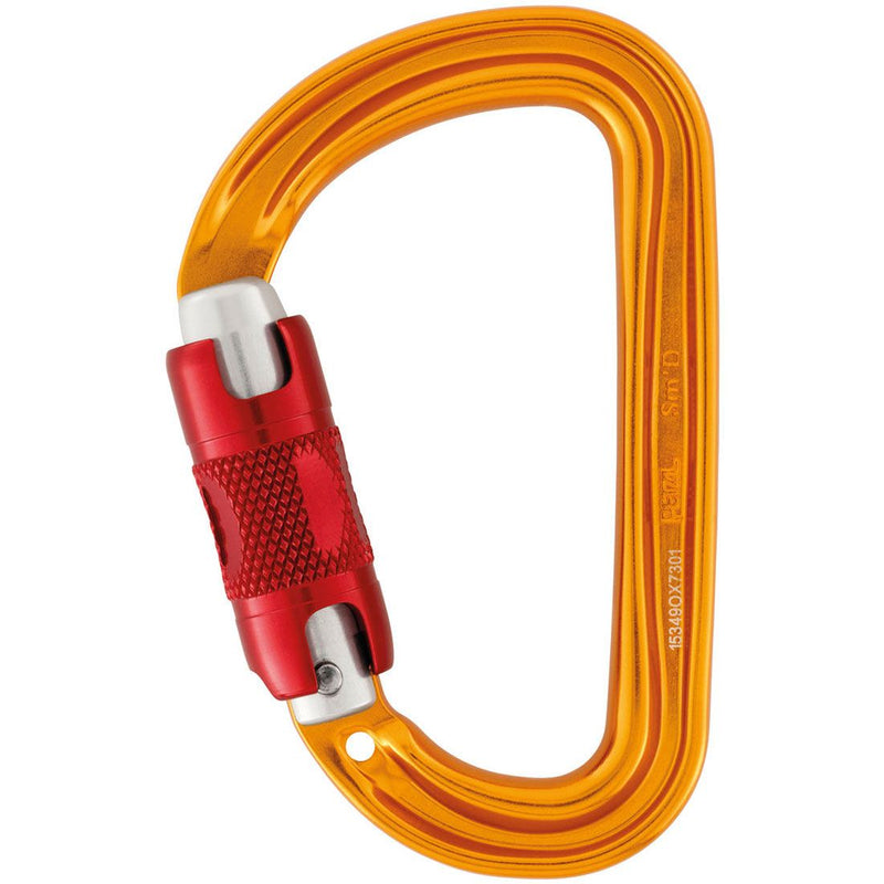 Sm'D Aluminum Carabiner - 2-Stage Locking - Yellow with Red Gate