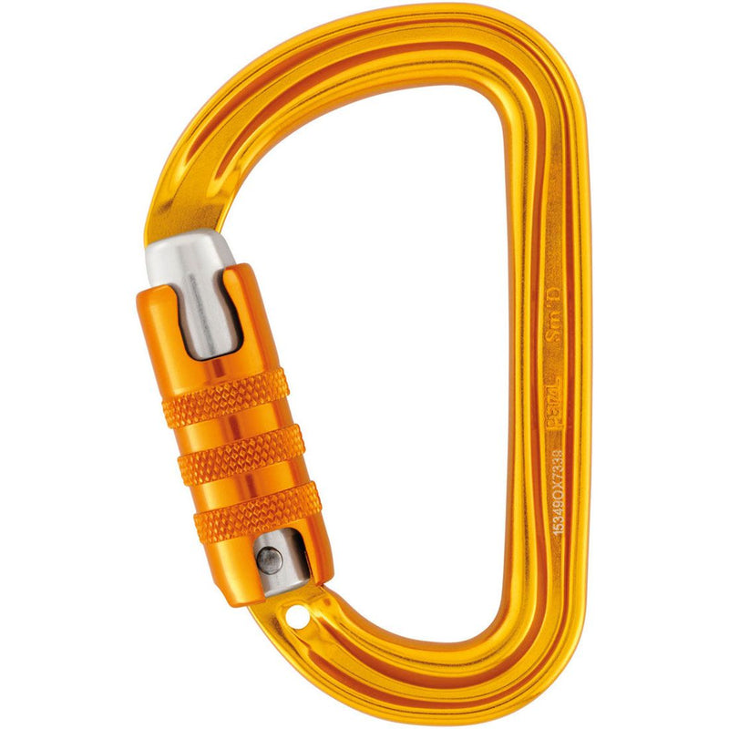Sm'D Aluminum Carabiner - 3-Stage Locking - Yellow with Orange Gate