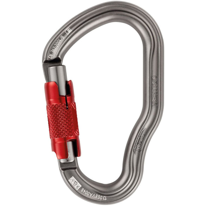 Vertigo Aluminum Carabiner - 2-Stage Locking - Gray with Red Gate