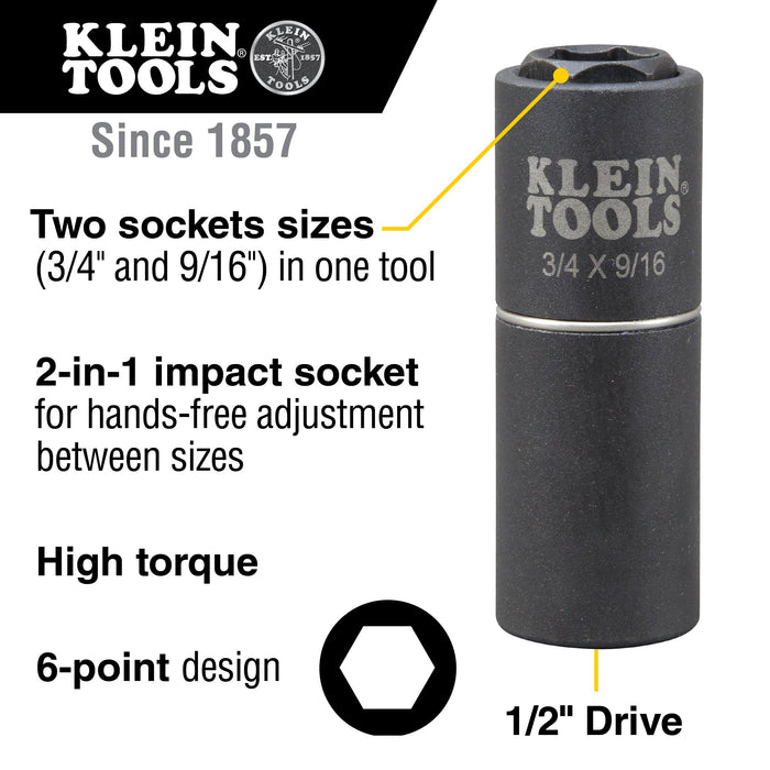 2-in-1 Impact Socket, 6-Point, 3/4 and 9/16-Inch - (94-66004)