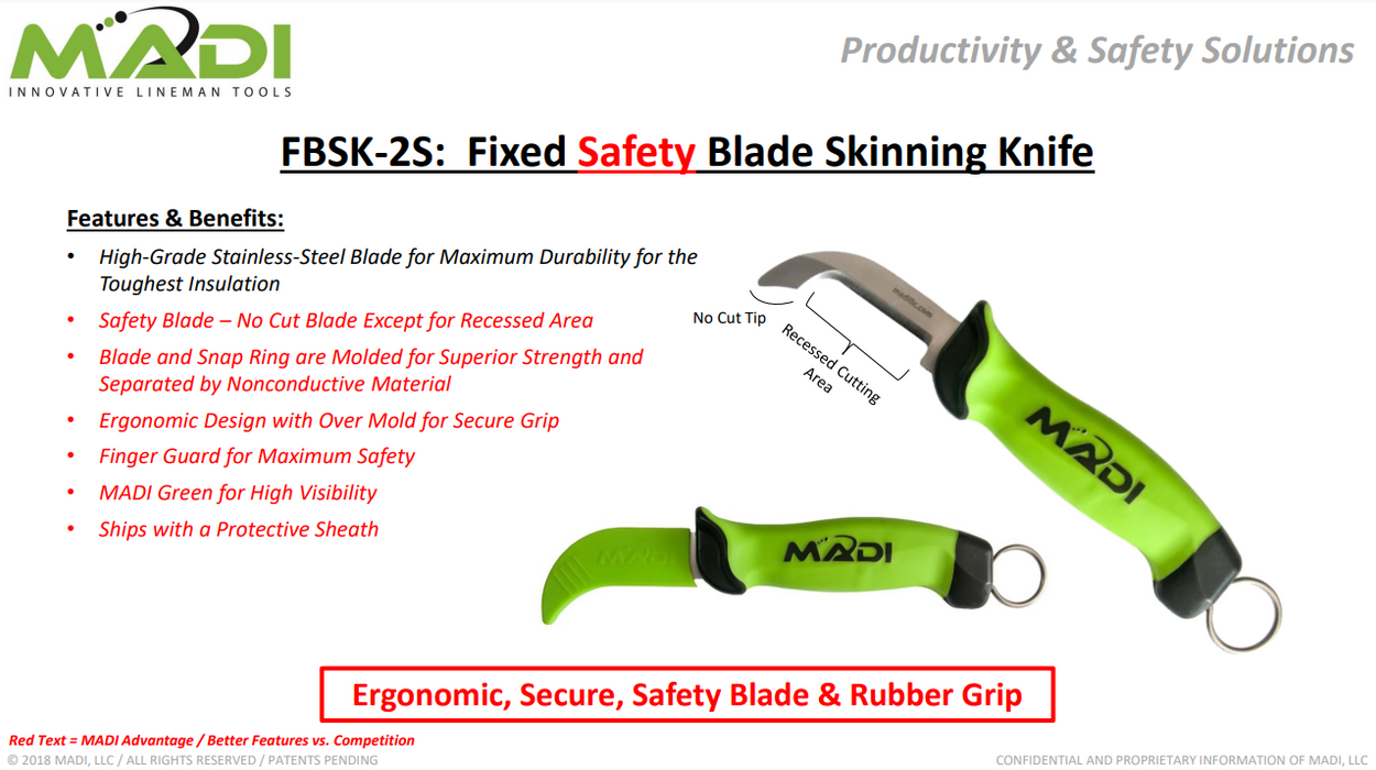 Madi Blade Skinning Knife -Safety Blade - FBSK-2S