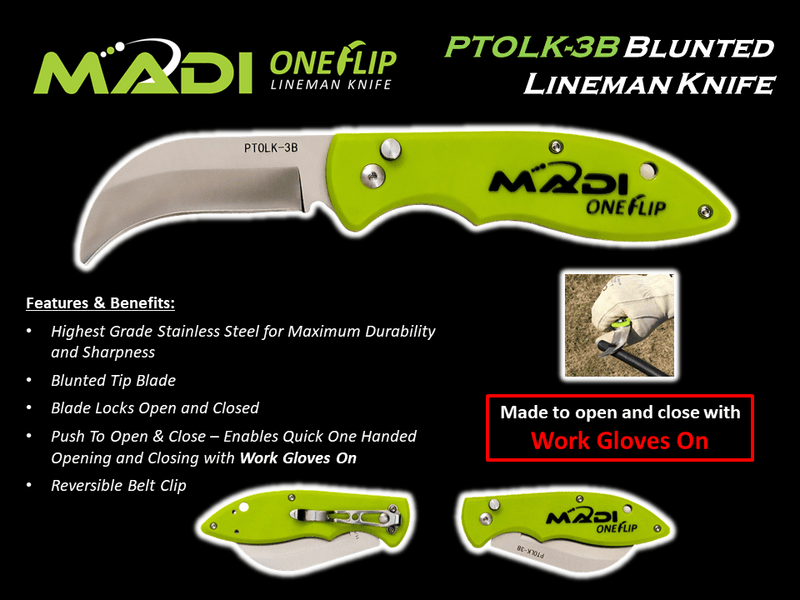 MADI OneFlip™ Blunted Lineman Knife (95-PTOLK3B)